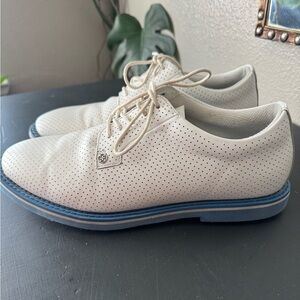 G/FORE White Perforated Oxfords with Blue Sole